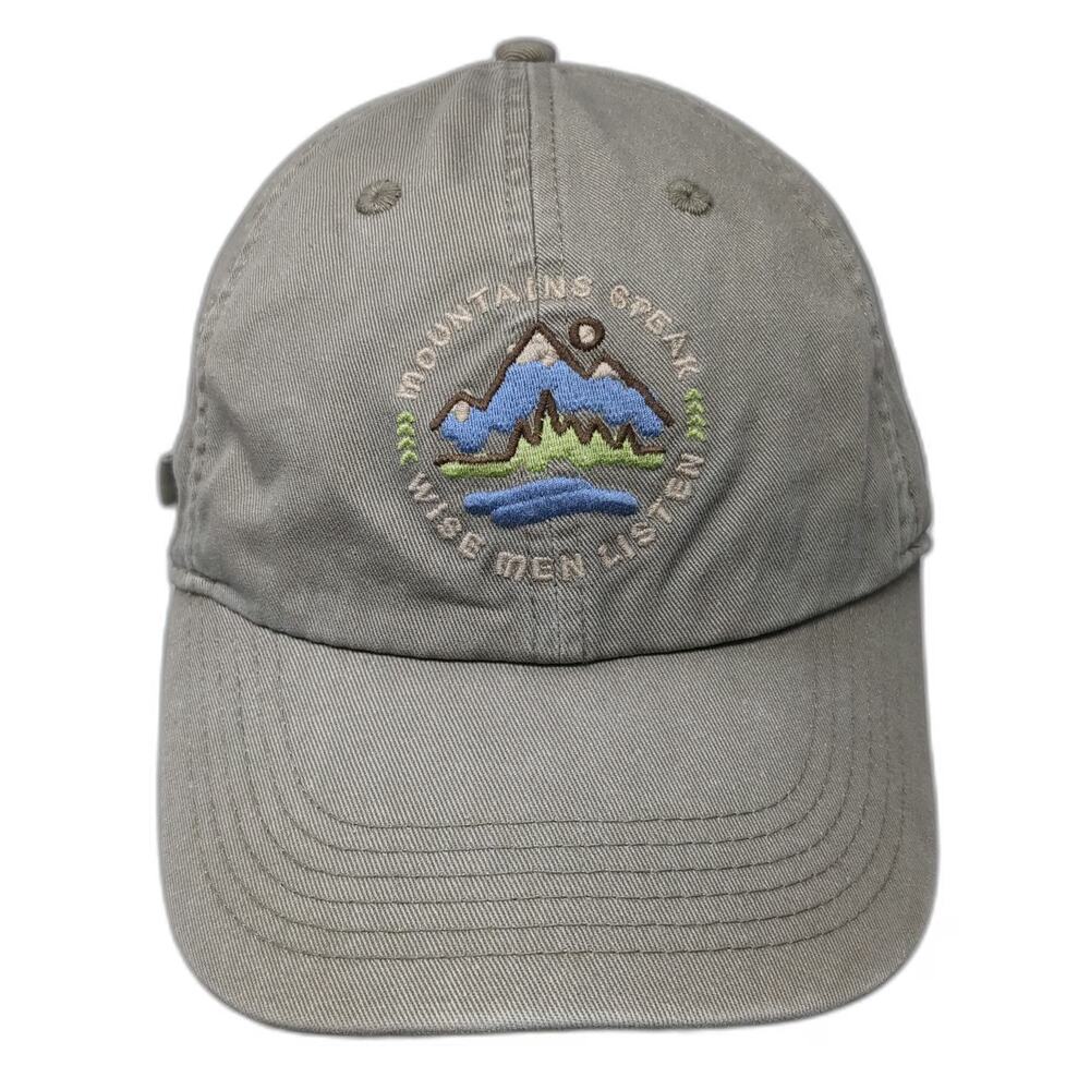 Life is Good Baseball Cap Brown One Size Mountains Speak Wise Men Listen Hat